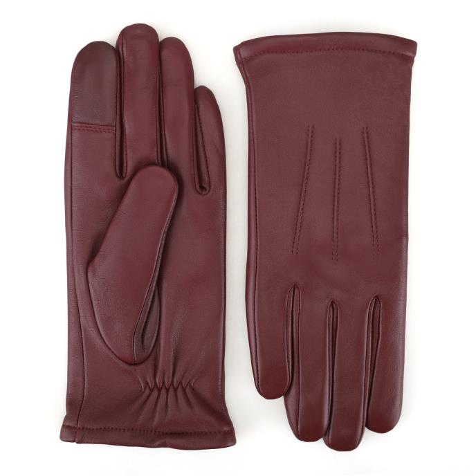 Isotoner® Ladies Three Point Leather Glove Burgundy Extra Image 2